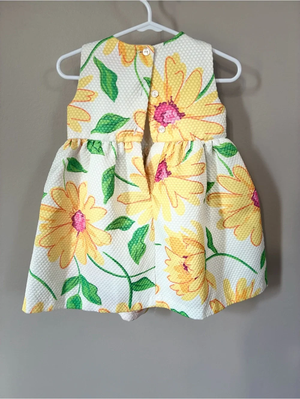 Bonnie Baby Girls 18M Floral Dress Yellow Green White Bow